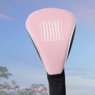 Initials Monogram White On Light Pink Golf Head Cover