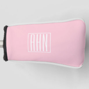 Initials Monogram White On Light Pink Golf Head Cover