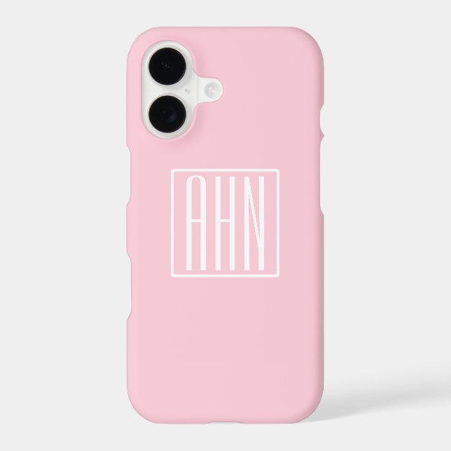 Initials Monogram | White On Light Pink Iphone Case (Back)