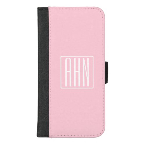 Initials Monogram  White On Light Pink iPhone 87 Plus Wallet Case