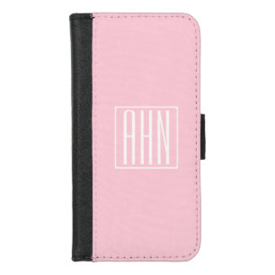 Initials Monogram   White On Light Pink iPhone 8/7 Wallet Case