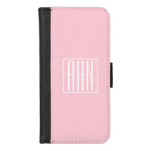 Initials Monogram  White On Light Pink iPhone 87 Wallet Case