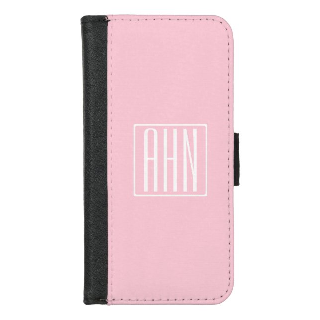 Initials Monogram | White On Light Pink iPhone Wallet Case (Front)