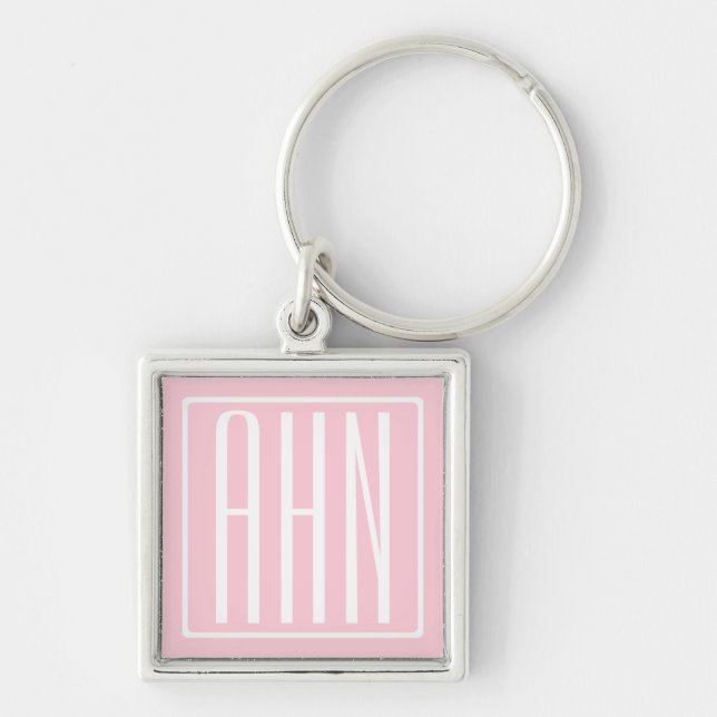 Initials Monogram | White On Light Pink Keychain (Front)