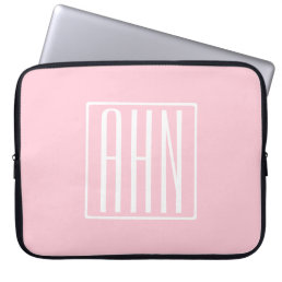 Initials Monogram | White On Light Pink Laptop Sleeve