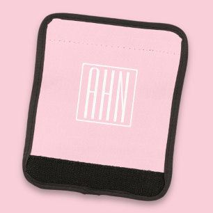 Initials Monogram   White On Light Pink Luggage Handle Wrap