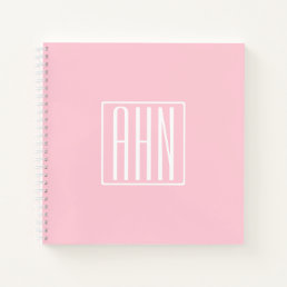 Initials Monogram | White On Light Pink Notebook