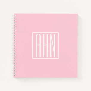 Initials Monogram White On Light Pink Notebook