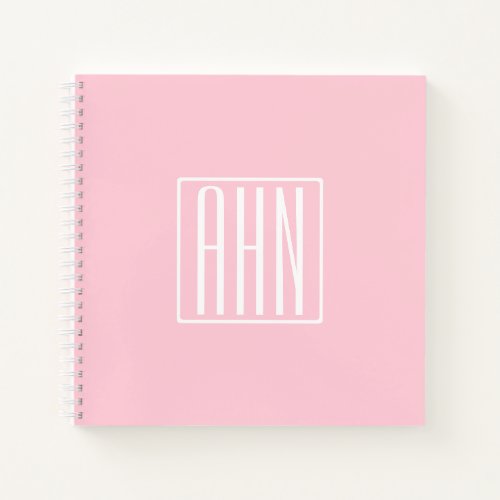 Initials Monogram  White On Light Pink Notebook