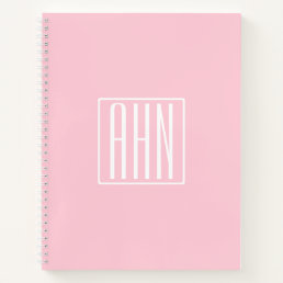 Initials Monogram | White On Light Pink Notebook