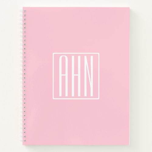 Initials Monogram  White On Light Pink Notebook