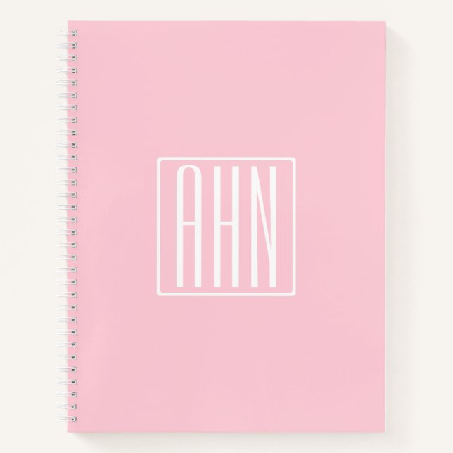 Initials Monogram | White On Light Pink Notebook (Front)