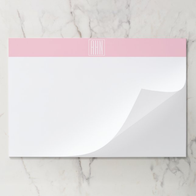 Initials Monogram | White On Light Pink Paper Pad (Folded)