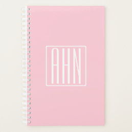 Initials Monogram | White On Light Pink Planner