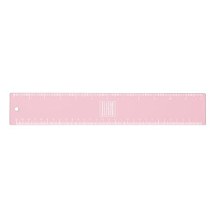 Initials Monogram   White On Light Pink Ruler