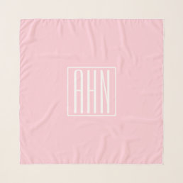 Initials Monogram | White On Light Pink Scarf