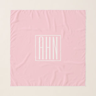 Initials Monogram White On Light Pink Scarf
