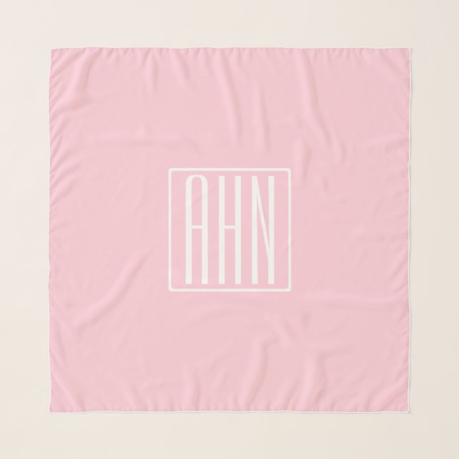 Initials Monogram | White On Light Pink Scarf (Front (Horizontal))