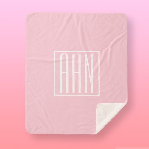 Initials Monogram  White On Light Pink Sherpa Blanket