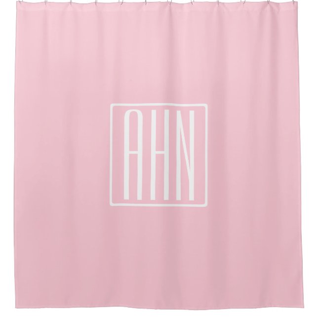 Initials Monogram | White On Light Pink Shower Curtain (Front)