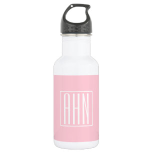 Initials Monogram   White On Light Pink Stainless Steel Water Bottle