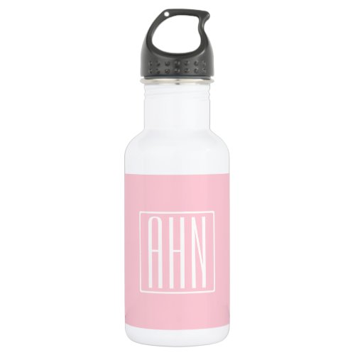 Initials Monogram  White On Light Pink Stainless Steel Water Bottle