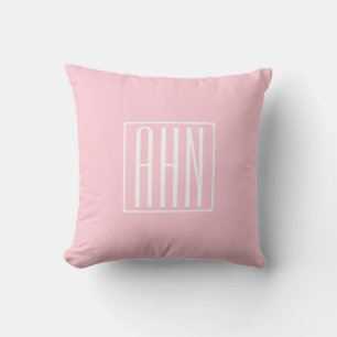 Initials Monogram White On Light Pink Throw Pillow