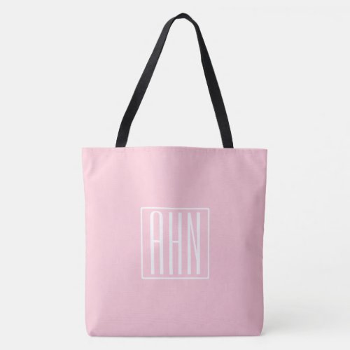 Initials Monogram  White On Light Pink Tote Bag