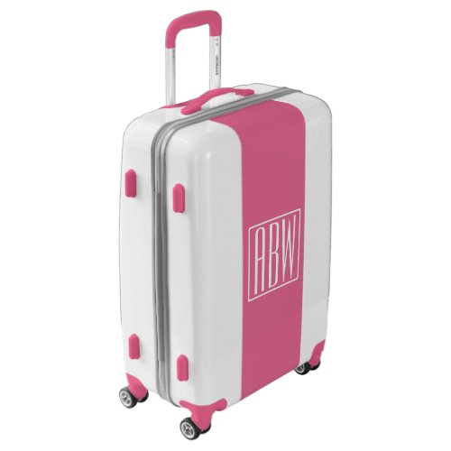 Initials Monogram  White On Pink Luggage