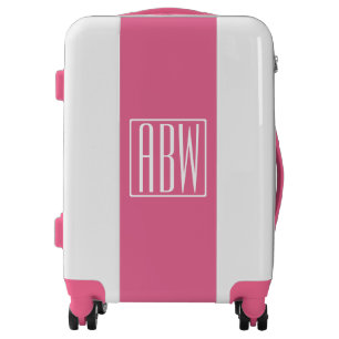 Initials Monogram   White On Pink Luggage