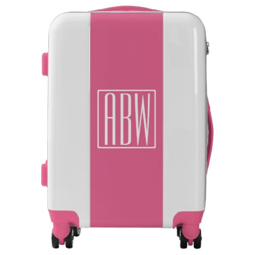 Initials Monogram  White On Pink Luggage