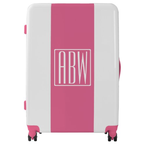 Initials Monogram  White On Pink Luggage
