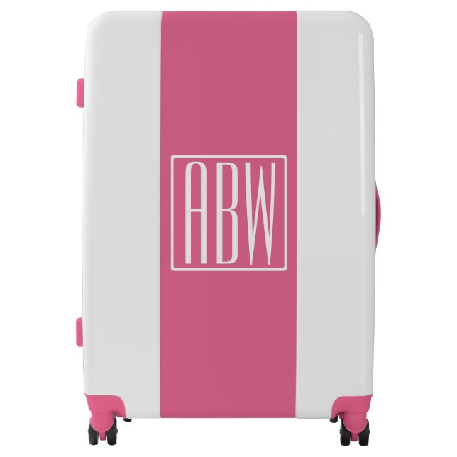Initials Monogram | White On Pink Luggage (Front)