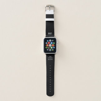 Initials (Monogram) with full name on black Apple Watch Band