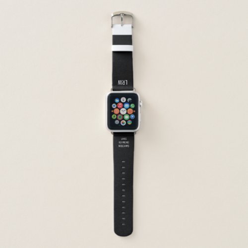 initials (monogram) with full name on black apple watch band