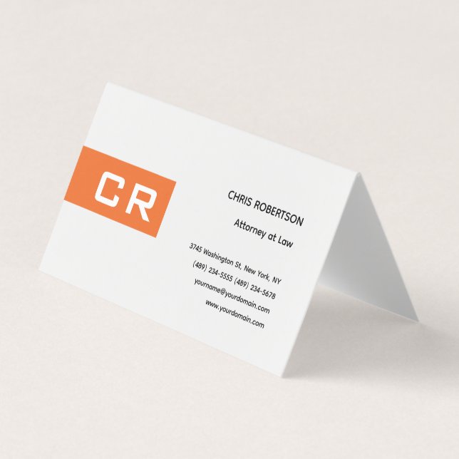 Initials Monogrammed Custom Modern Minimalist Business Card (Front)