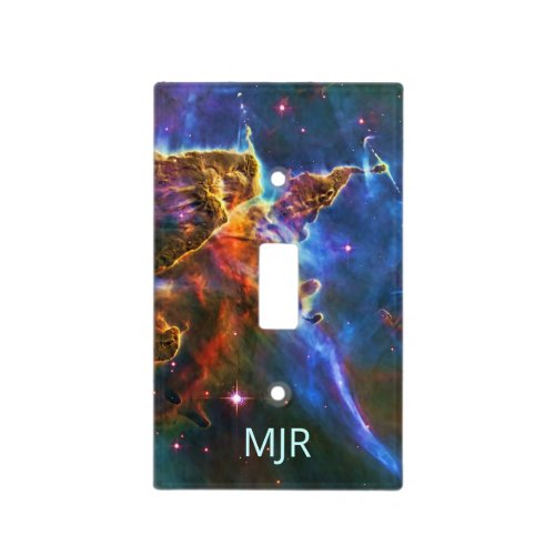 Initials, Mystic Mountains in Carina Nebula Light Switch Cover