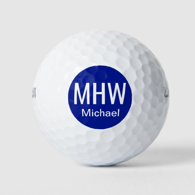 Initials Name Blue Golf Balls (Front)