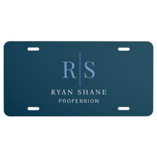 Initials & Name, Profession, Promo, Deep Blue License Plate