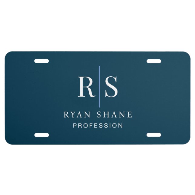 Initials & Name, Profession, Promo, Deep Blue Vs 2 License Plate (Front)
