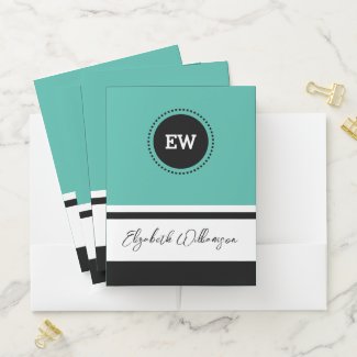 Initials name teal black organize documents