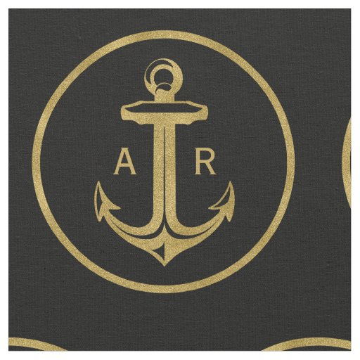 Initials | Navy Blue Nautical Anchor Fabric
