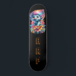 *~* Initials Neon Hair Rainbow AP89 Troll Skateboard<br><div class="desc">(Search code AP89 for Troll items and AP88 for medieval theme items ) Easily Transfer to other Zazzle Products. BLACK background Skateboard. The bright and oh so happy NEON Rainbow colors just pop the TROLL images and LETTERS. Customize / Personalize your INITIALS / MONOGRAM and play with the font and...</div>