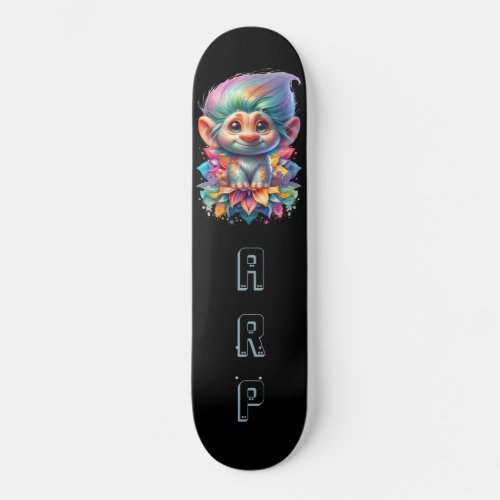  Initials Neon Hair Rainbow Troll AP89 Skateboard