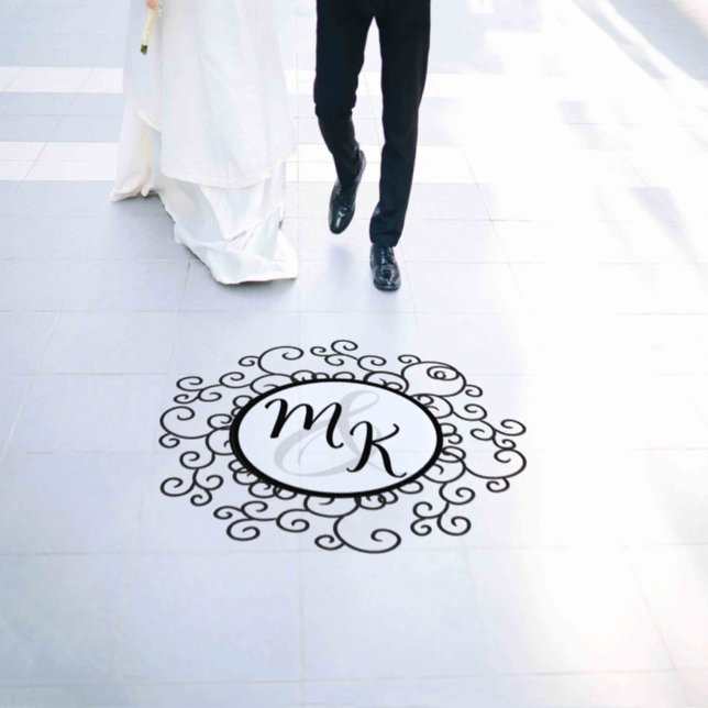 Initials of Bride and Groom for the Newlyweds  Floor Decals (Wedding)