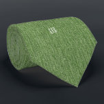 Initials on Elegant Olive Green Denim Necktie<br><div class="desc">Elegant standard size tie with an olive-green denim print on one side. One of 19 colors. Easily change or remove the printed monogram initials using the Template provided. Use the Design Tool to change color. The monogram will be centered and STRAIGHT unlike the mockup photo shown. Dimensions are 55" long,...</div>