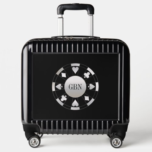 Initials on Poker Chip Pilot Case  Carry On Luggage