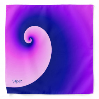 Initials on Purple Wave Pattern Bandana