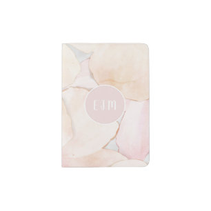 Initials or Monograms on Peach Abstract Floral Passport Holder