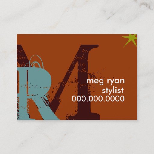 Customizable Initials Orange Chubby Business Card